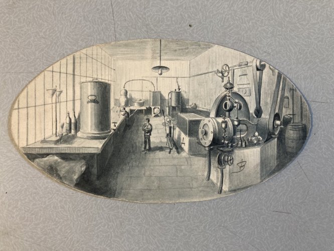 Dessin Miniature 1900 Encre Lavis Usine Alambic Architecture À Identifier Art