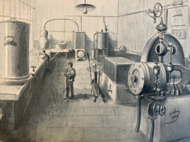 Dessin Miniature 1900 Encre Lavis Usine Alambic Architecture À Identifier Art