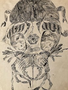 Drawing Death Skeleton 1990 Curiosity Art Ink War Man Art Pen