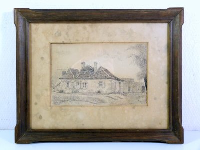 Black and white drawing XX° SAINT MARTIAL D'ARTENSET signed S. Zaborowski 1940 frame