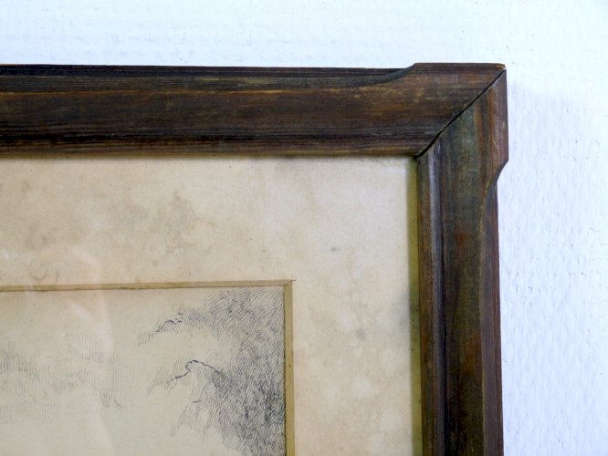 Dessin noir et blanc XX° SAINT MARTIAL D'ARTENSET signé S. Zaborowski 1940 cadre