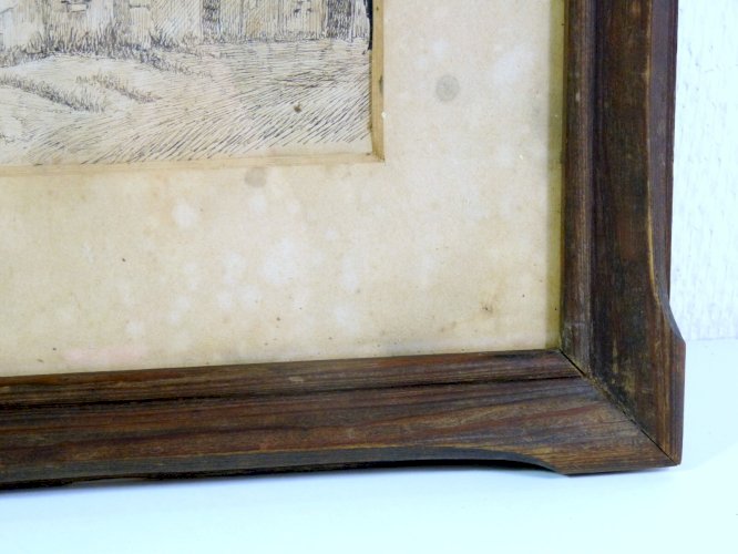 Dessin noir et blanc XX° SAINT MARTIAL D'ARTENSET signé S. Zaborowski 1940 cadre