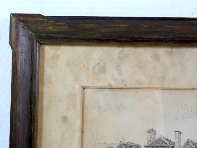 Dessin noir et blanc XX° SAINT MARTIAL D'ARTENSET signé S. Zaborowski 1940 cadre