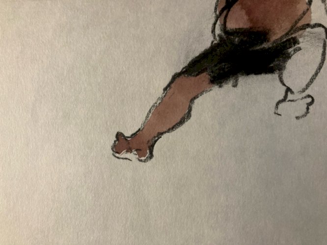 Dessin Nu Aquarelle Crayon Homme Art Portrait Deuxième Moitier XXe
