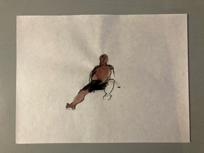 Dessin Nu Aquarelle Crayon Homme Art Portrait Deuxième Moitier XXe
