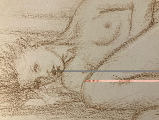 Dessin Nu Crayon Sur Papier Femme Allongée Nue Erotique 1980 Art Pied XXe
