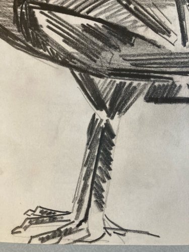 Dessin Oiseau Mine De Plomb Cubiste Cubisme Coq Poule 1950 A Identifier Art