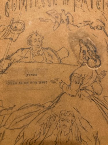 DESSIN ORIGINAL Alfred Grevin 1850 Étude Contesse Crayon Papier Art Ancien