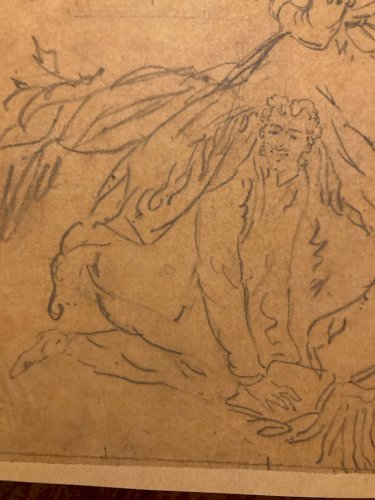 DESSIN ORIGINAL Alfred Grevin 1850 Étude Contesse Crayon Papier Art Ancien