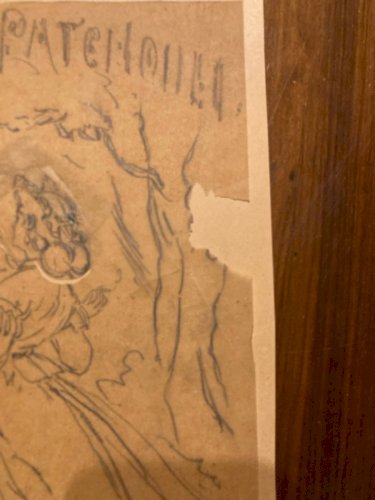 DESSIN ORIGINAL Alfred Grevin 1850 Étude Contesse Crayon Papier Art Ancien