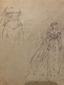DESSIN ORIGINAL Alfred Grevin 1850 Étude Costume Crayon Papier Art Ancien
