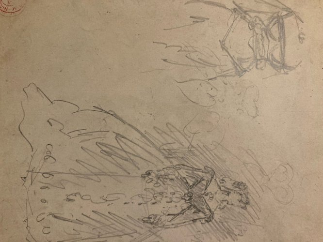 DESSIN ORIGINAL Alfred Grevin 1850 Étude Costume Crayon Papier Art Ancien