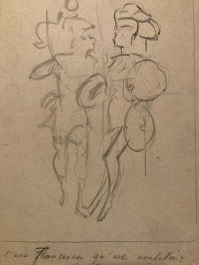 DESSIN ORIGINAL Alfred Grevin 1850 Étude Costume Crayon Papier Chevalier