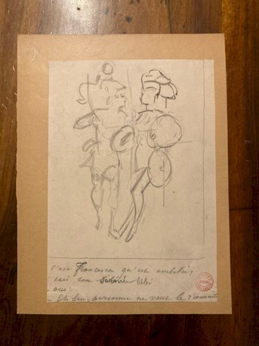 DESSIN ORIGINAL Alfred Grevin 1850 Étude Costume Crayon Papier Chevalier