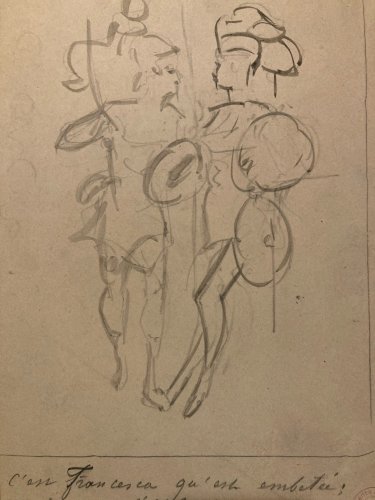 DESSIN ORIGINAL Alfred Grevin 1850 Étude Costume Crayon Papier Chevalier