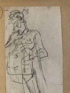 ORIGINAL DRAWING Alfred Grevin 1850 Portrait Pencil Paper Antique Art Man