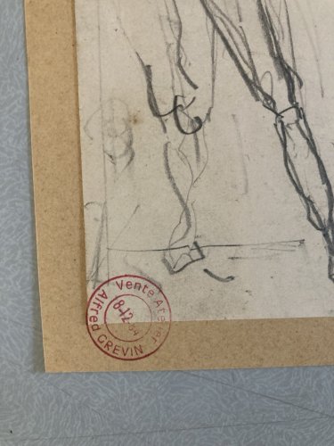 DESSIN ORIGINAL Alfred Grevin 1850 Portrait Crayon Papier Ancien Art Homme