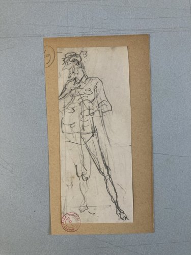 DESSIN ORIGINAL Alfred Grevin 1850 Portrait Crayon Papier Ancien Art Homme