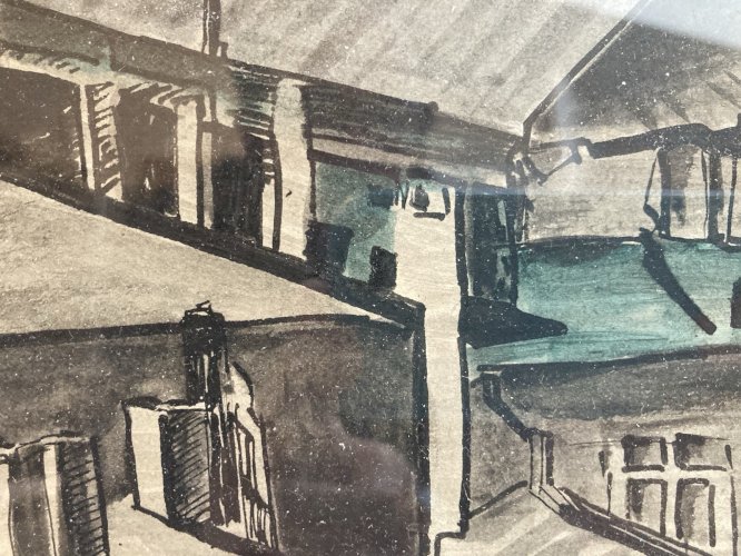 Dessin Original Architecture Encre Lavis Aquarelle Papier Toulouse?