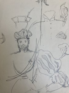 Original Drawing Pencil 1830 19th Century Jules Robert Auguste Study Playing Cards Antique