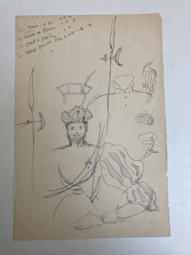 Dessin Original Crayon 1830 XIXe Jules Robert Auguste Étude Jeu De Cartes Ancien