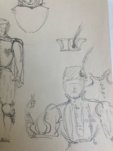 Dessin Original Crayon 1830 XIXe Jules Robert Auguste Étude Jeu De Cartes