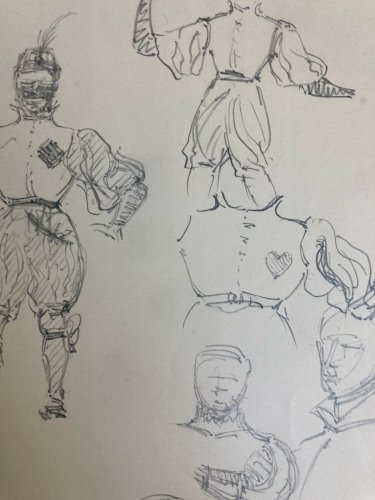 Dessin Original Crayon 1830 XIXe Jules Robert Auguste Étude Jeu De Cartes