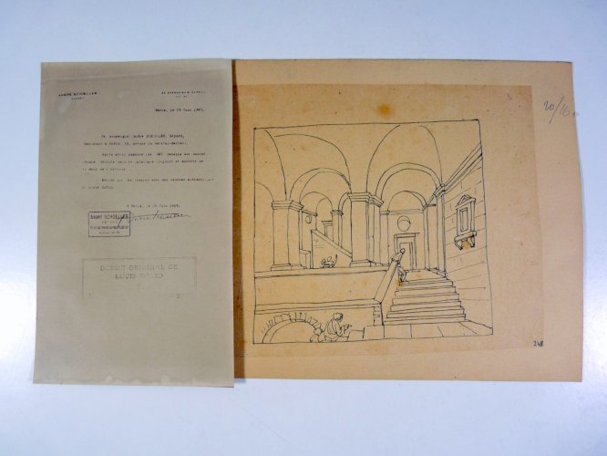 Dessin original de Louis DAVID 1748-1825 avec certificat d'authenticité