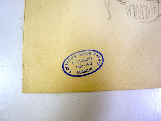 Dessin original début XX° de François GUIGUET, 1914 tampon D - 20 x 12,5 cm