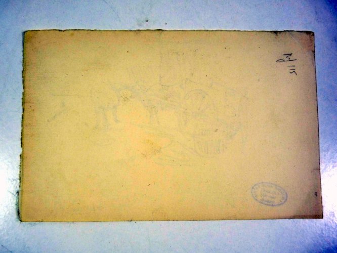 Dessin original début XX° de François GUIGUET, 1914 tampon D - 20 x 12,5 cm