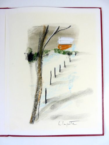 Dessin original école française XX PAYSAGE MARIN signé George Laporte Certificat