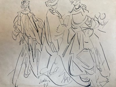 Dessin Original Encre Les Rois Mages Jesus Christ Sur Papier Crayon