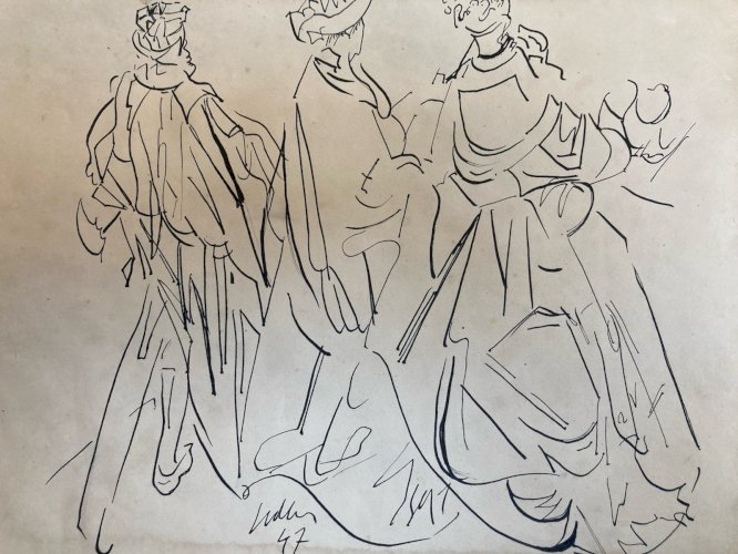 Dessin Original Encre Les Rois Mages Jesus Christ Sur Papier Crayon