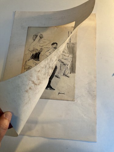 Dessin Original Encre Prostitution Prostituée Jean Louis Forain Femme 1930 Art