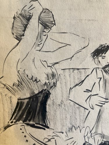 Dessin Original Encre Prostitution Prostituée Jean Louis Forain Femme 1930 Art