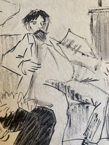 Dessin Original Encre Prostitution Prostituée Jean Louis Forain Femme 1930 Art