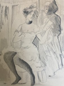 Original Drawing Portrait Jean Louis Forain Woman 1930 New Deco Art Ink 20th Century