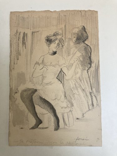 Dessin Original Portrait Jean Louis Forain Femme 1930 Nouveau Déco Art Encre XXe