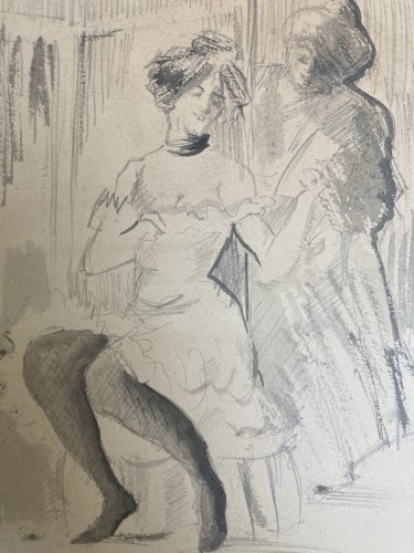 Dessin Original Portrait Jean Louis Forain Femme 1930 Nouveau Déco Art Encre XXe