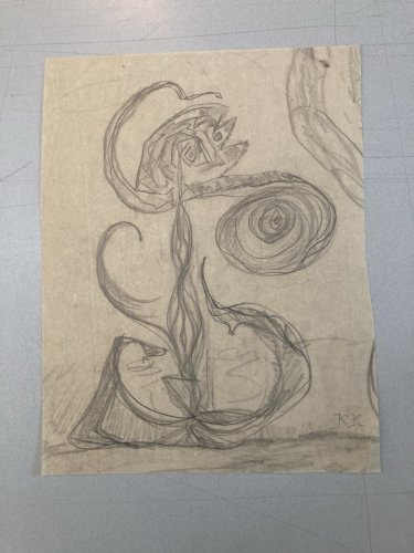 Dessin Papier 1940 Jeanne Kosnick Kloss crayon abstrait abstraction Drawing Old