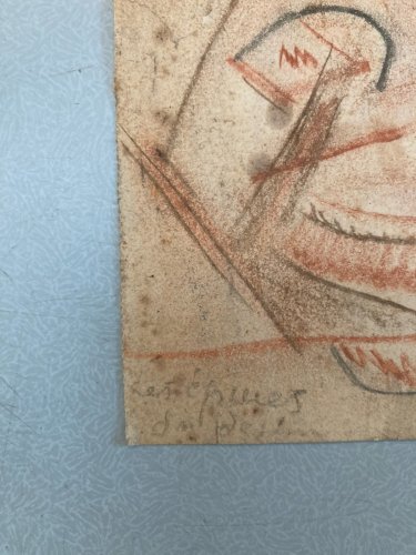 Dessin Papier 1940 Jeanne Kosnick Kloss crayon abstrait abstraction Drawing Old