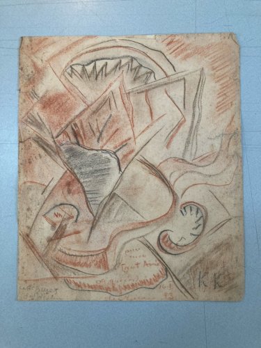 Dessin Papier 1940 Jeanne Kosnick Kloss crayon abstrait abstraction Drawing Old
