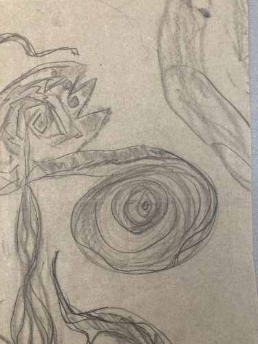Dessin Papier 1940 Jeanne Kosnick Kloss crayon abstrait abstraction Drawing Old