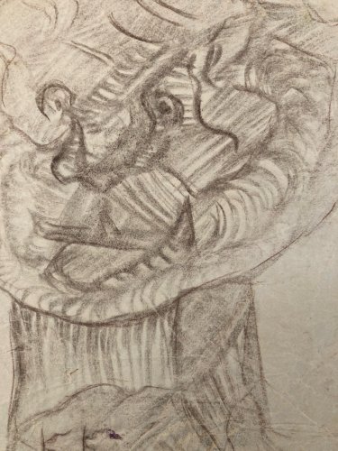 Dessin Papier 1940 Jeanne Kosnick Kloss crayon Portrait Expressionnisme Drawing