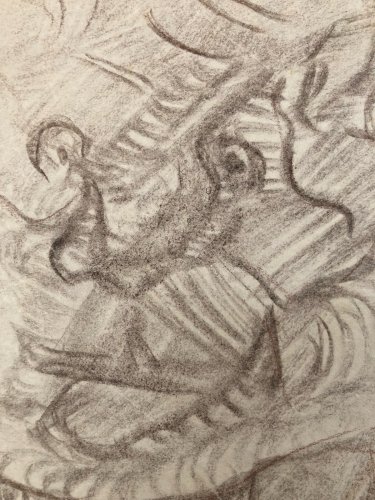 Dessin Papier 1940 Jeanne Kosnick Kloss crayon Portrait Expressionnisme Drawing