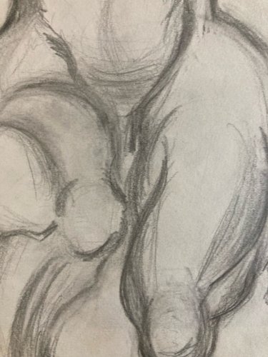 Dessin Papier Femme Nue Nu Art À Identifier Crayon 1960 Expressionniste