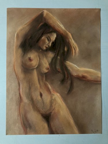 Dessin Papier Fusain Femme étude classique Cubiste Post Cubisme 1978 Art