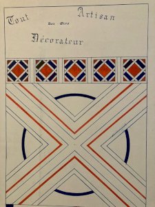 Dessin Peinture 1950 Original Art Deco Motif Artisan Encre Papier Ancien