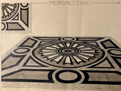 Drawing Painting 1950 Original Art Deco Pattern Gouache Ink Old Paper