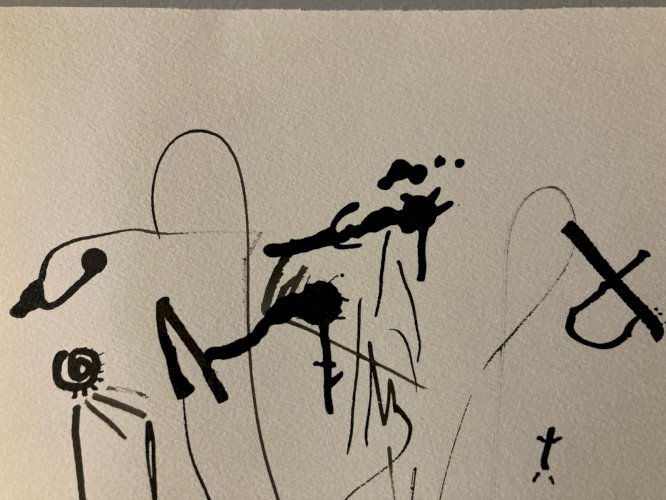 Dessin Peinture Abstrait 1980 À Identifier  Surréalisme Surréaliste Encre